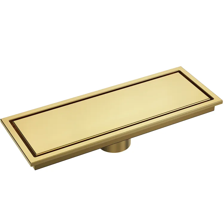EVERSTEIN 11.8" x 4.3" Rectangular Stainless Steel Shower Drain Brushed Gold SFS-3067-GD 
