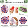 A Set (8Pcs) Wooden Red And Blue Pattern - 5D DIY Craft Coaster