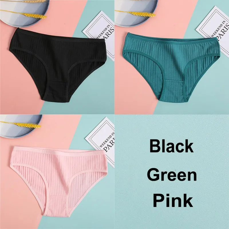 3PCS Cotton Panties Women's Underwear Casual Solid Color Panties for Women Intimate Lingerie Sexy Briefs Female Underpants M-XL