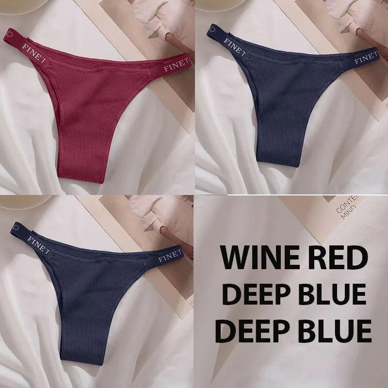 3PCS/Set Cotton Panties Briefs Women Underpants Female Sexy Panties Thong Women's Pantys Underwear Solid Color Intimate Lingerie