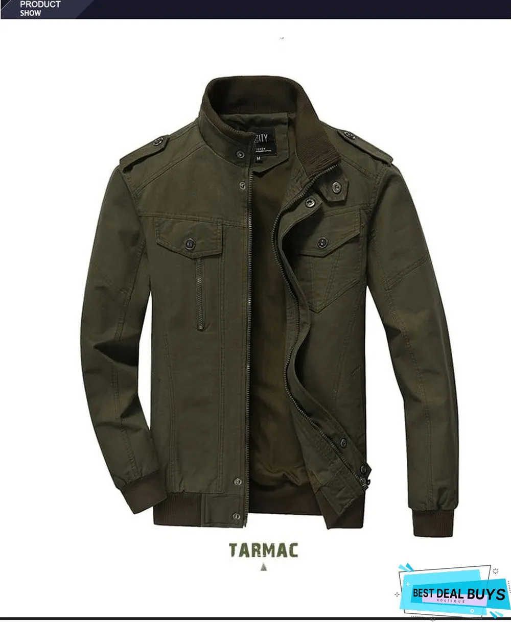 Men Denim Jacket Big Size Military Tactical Jeans Jacket Solid Casual Air Force Pilot Coat