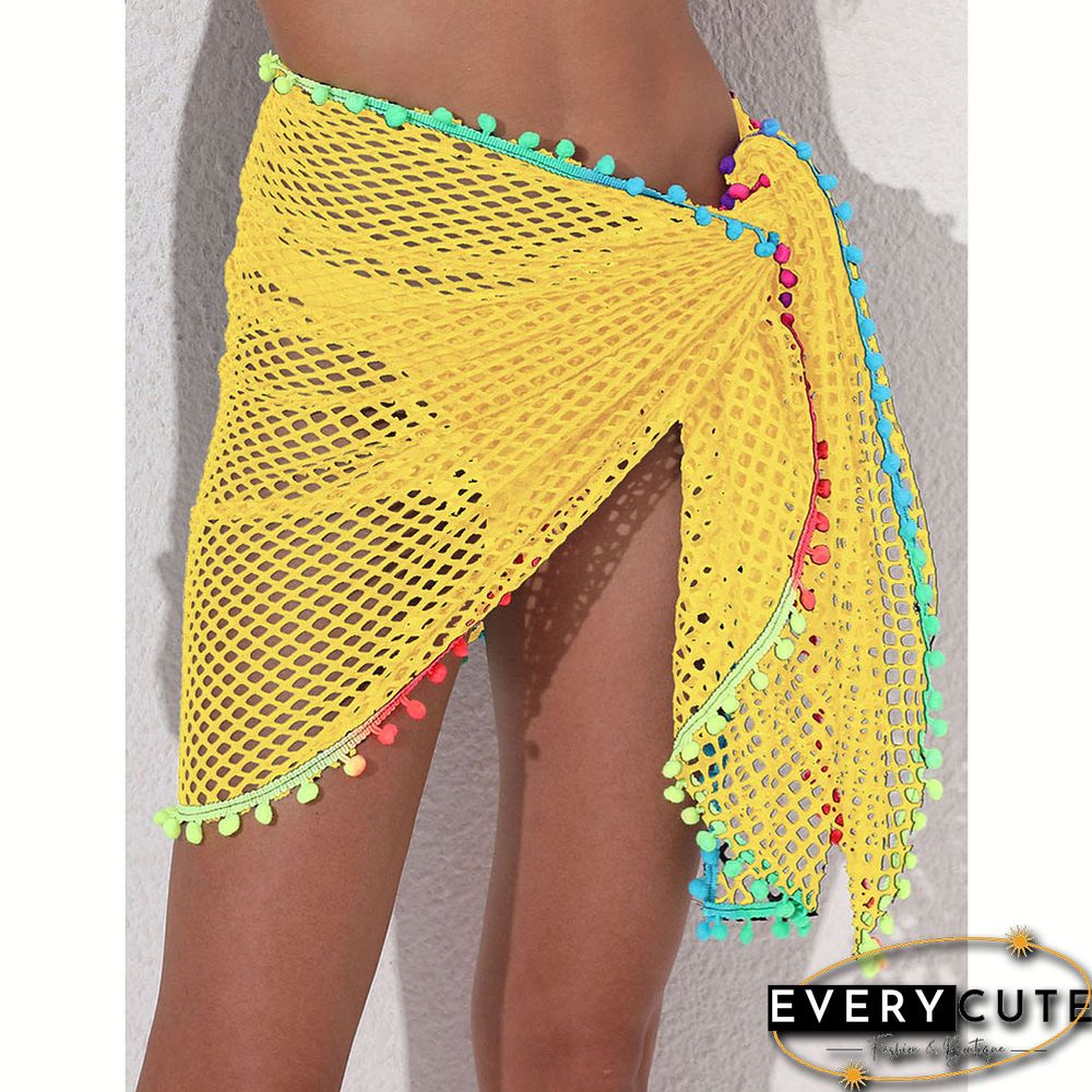 Yellow Multi-wear Colorful Tassels Beach Wrap Skirt