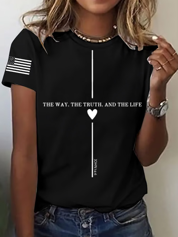 Women's Casual Faith In Jesus Truth Printed Short-sleeved T-shirt