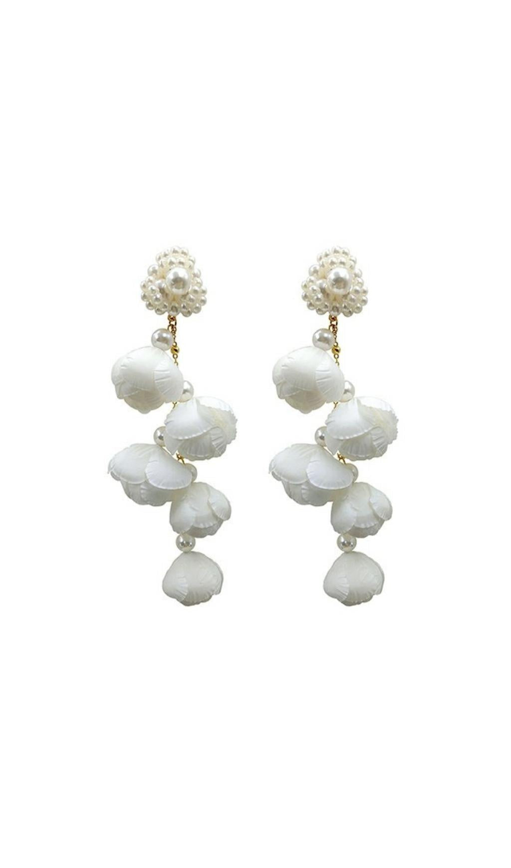 Alejandra White Pearl Flower Earrings Flowering Girl