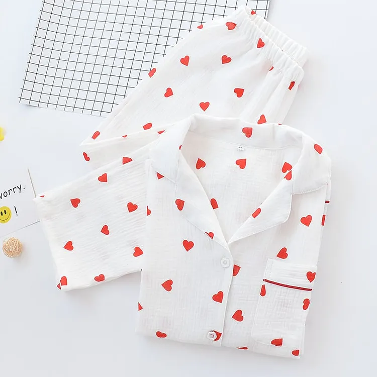 Heart Print Pyjamas Set