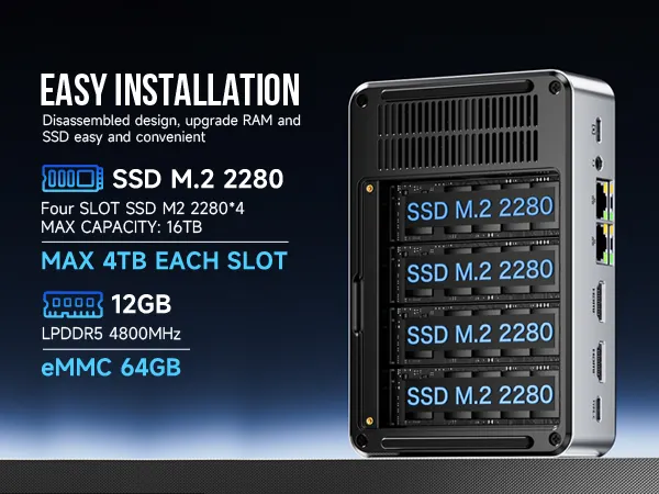 ミニPC GMKtec NucBox G9 GMKtec Intel Twin Lake N150 Dual-system 4-bay NAS Mini PC