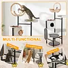 [US Local Warehouse] 66-Inch Cat Tree with Scratching Post Cat Tower Multi-Level Cats Furniture with Dangling Ball Platform Hammock for Indoor Cats Large Adult