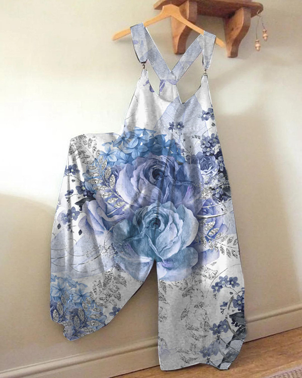 Floral Pattern Loose Jumpsuit