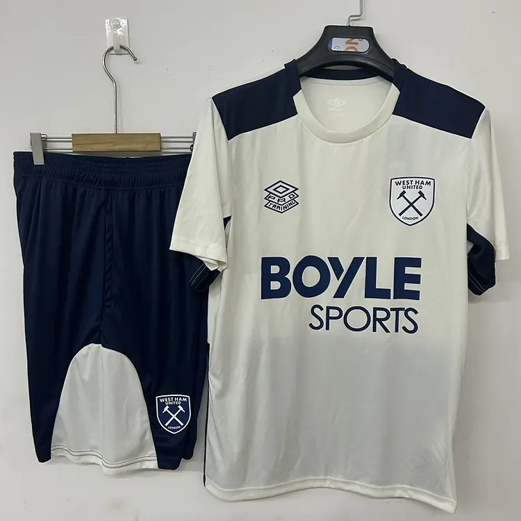 West Ham United 25/26 Beige White Training Jersey【Top + Shorts】