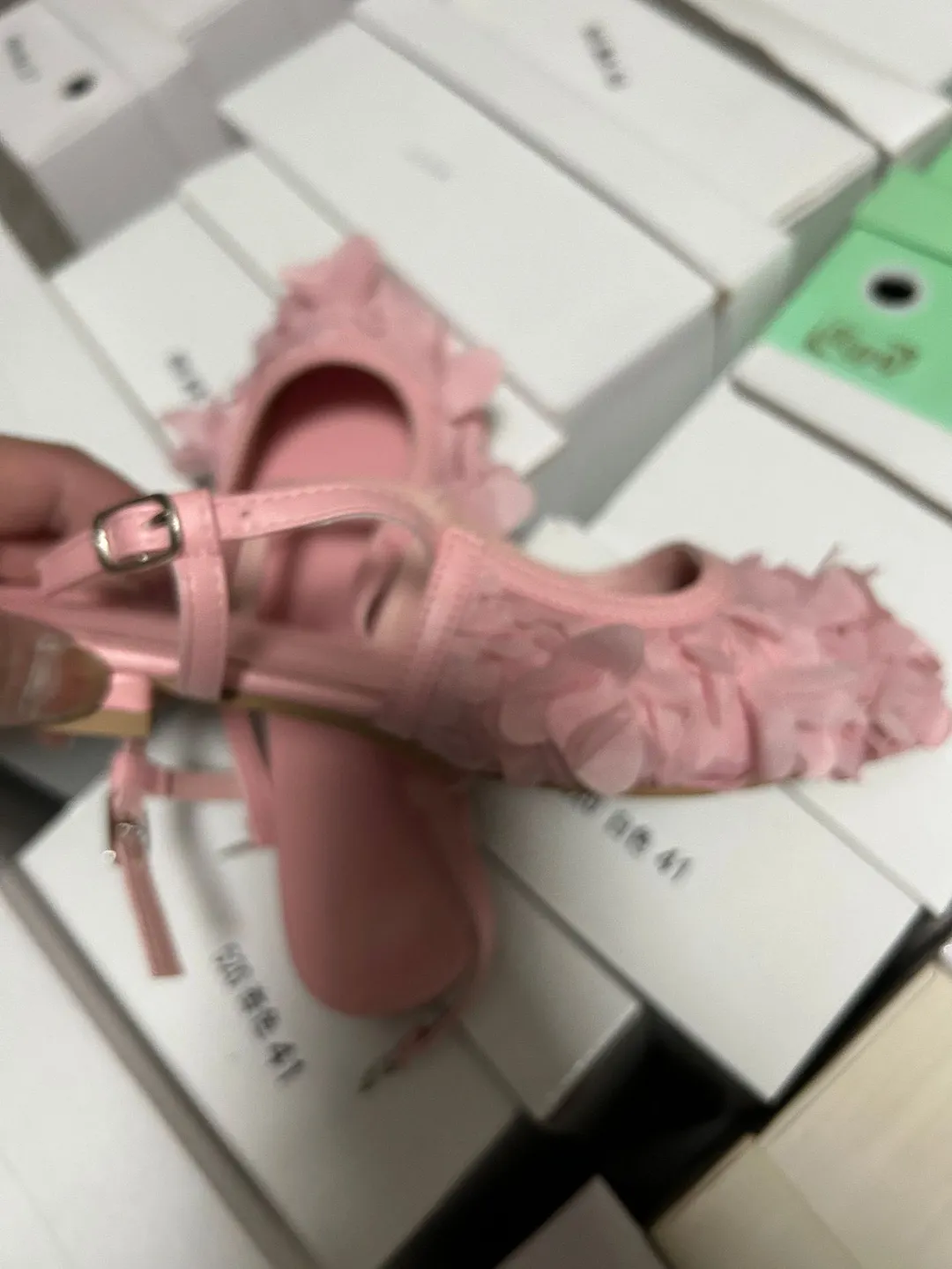 Churchf Churchf 2023 Petals Pointed Head With Buckle Flat Shoes Female Fairy Wind Head Flat Shoes Low Heel Small Fresh Sandals Female