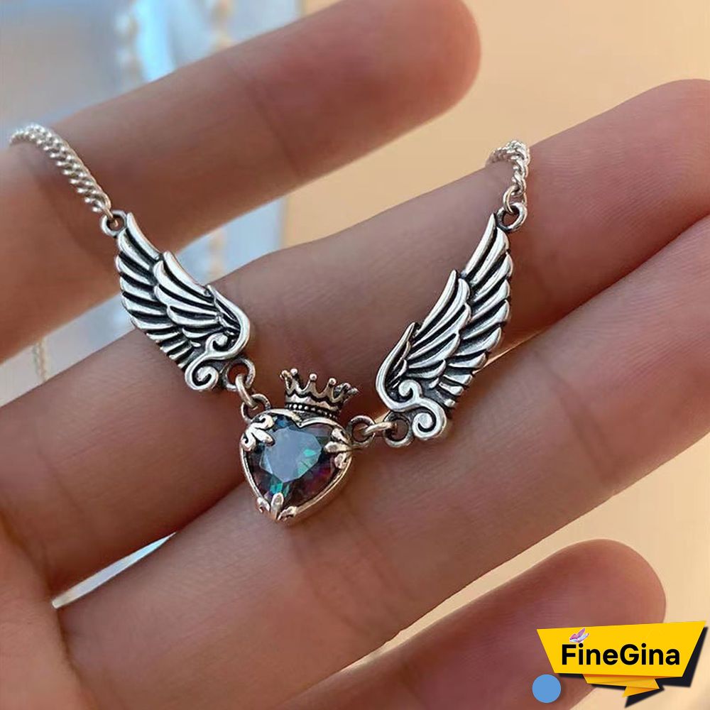 Vintage Heart Wings Necklace