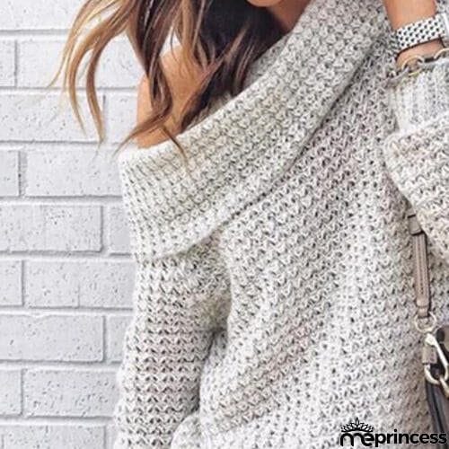 Openwork Off-Shoulder Sweater