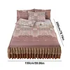 3pcs Retro Ice Silk Bed Skirt Set with Ruffle Wedding Bedspread Mattress Cover with 2 Pillowcases Machine Washable Elegant Home Decoration