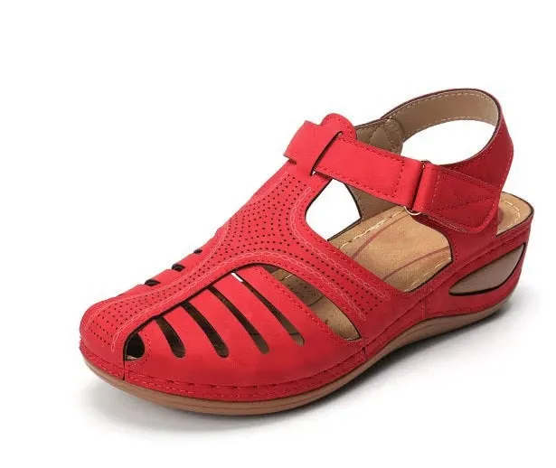 2020 Women Sandals Summer Ladies Comfortable Round Toe Ankle Hollow Sandals Female Soft Sole Shoes Drop shipping Plus Size 35-43