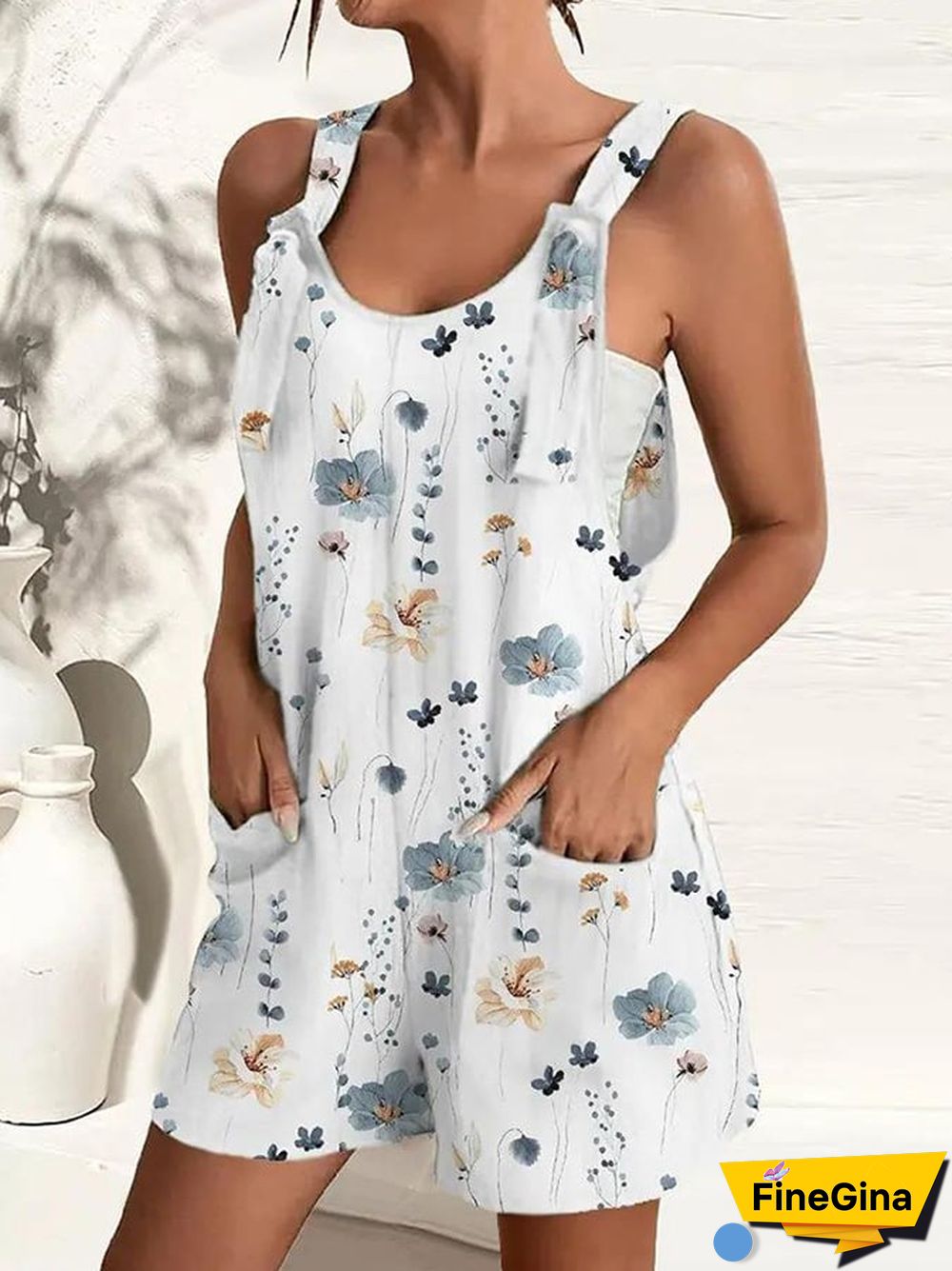 Fashion Casual Loose Print Jumpsuit