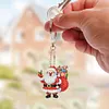 (US Local)6PCS  Merry Christmas DIY Diamond Painting Keychain Diamond Art Kits