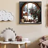 (US Local)Paint By Numbers Kit On Canvas DIY Oil Art Windowsill Picture Home Decor40x40cm
