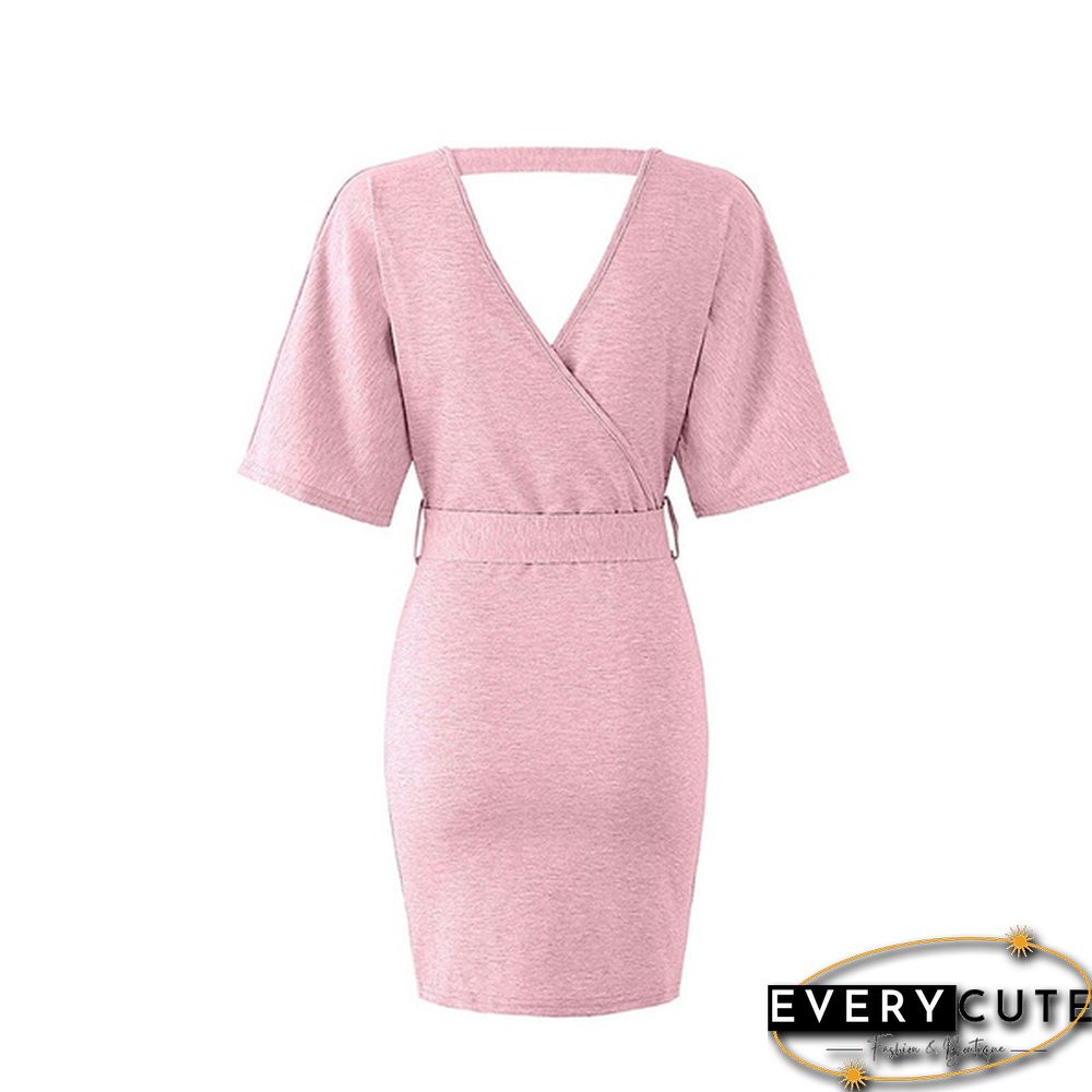 Women's Spring and Summer V-neck Dress Hip Skirt
