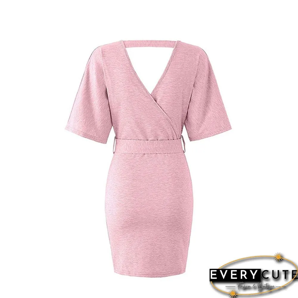 Women's Spring and Summer V-neck Dress Hip Skirt
