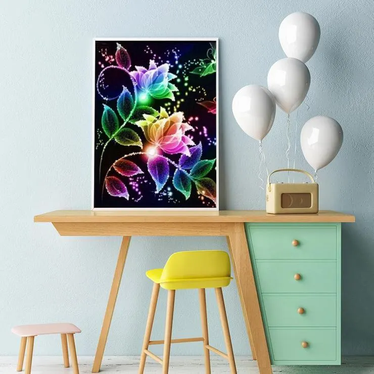 Diamond Painting - Partial Round Drill - Colorful Fantasy Flower(30*40cm)