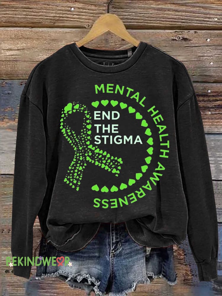 END THE STIGMA Mental Health Awareness Casual Sweatshirt Black / S