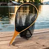 Wooden Handle Fishing Landing Net Soft Rubber Mesh Trout Catch and Release Net