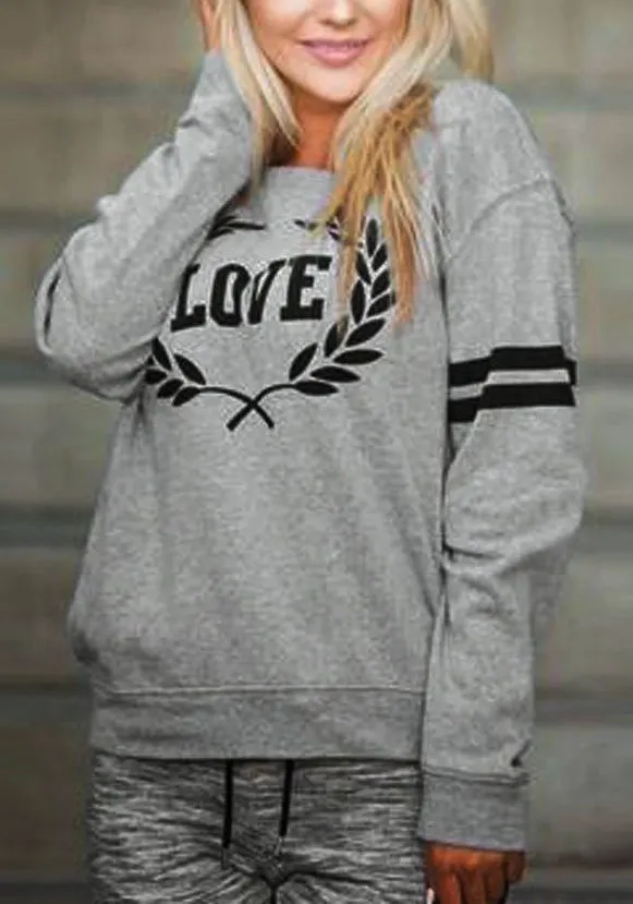 Round Neck Love Rainbow Long Sleeves Sweatshirt