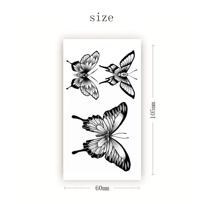 Waterproof Temporary Tattoo Sticker Black Wolf Arrow Rose Butterfly Flash Tattoos Totem Line Body Art Hand Fake Tatoos Women Men