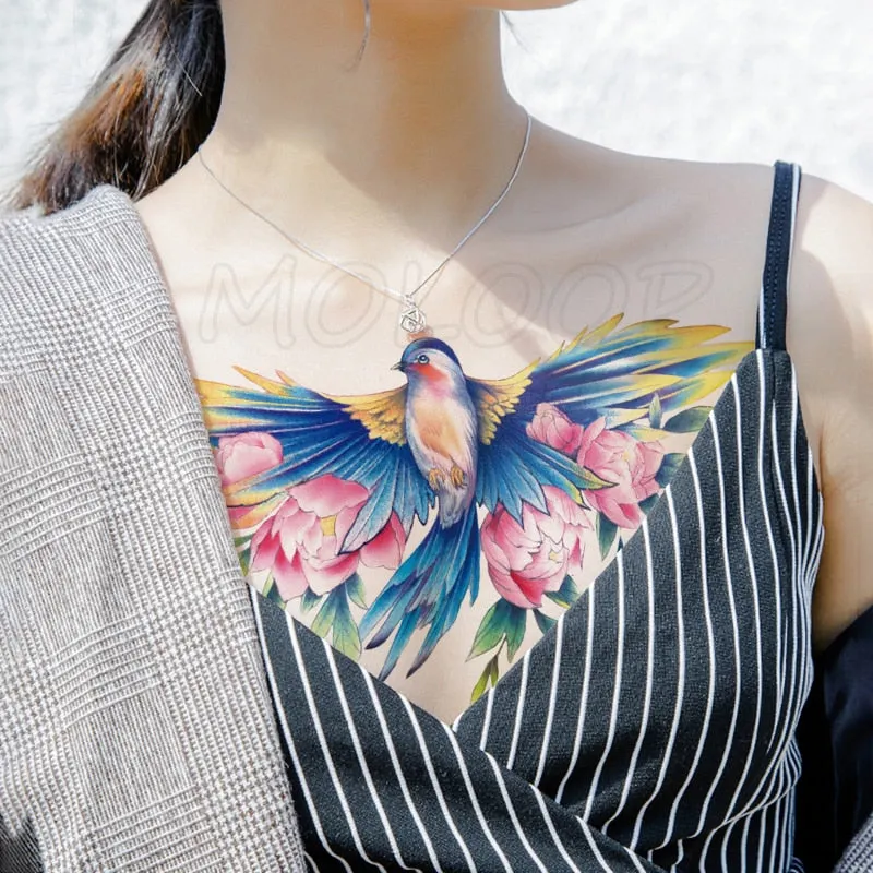 Temporary Tattoo Sticker Totem Flower Arrow Color Sexy Chest Back Fake Tatoo Waterproof Flash Tatto Body Art for Woman Girl
