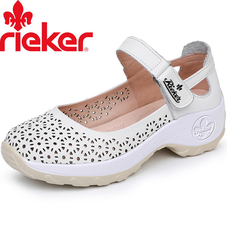 Rieker&reg; &uacute;j női vastag talp&uacute; val&oacute;di bőr &uuml;reges szand&aacute;l