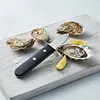 Oyster Knife Shucker Set with Wooden Holder Stainless Steel Oyster Shucking Kit Seafood Tools for Kitchen Restaurant Home Use