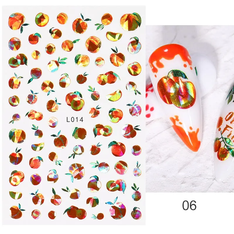 1PC 3D Nail Stickers Spring Flowers Leaves Self-Adhesive Slider Nail Art Decorations Leaf Love Heart Decals Manicure Accessories-Nail Inspo