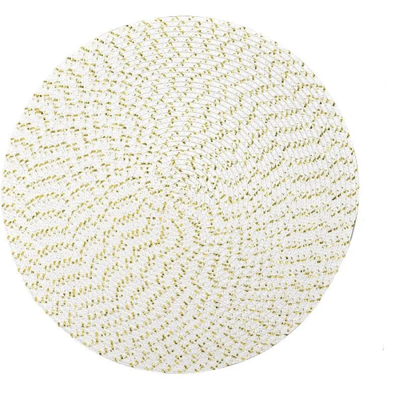 1pc Round Woven Placemats PP Waterproof Dining Table Mat Non-Slip Napkin Disc Bowl Pads Drink Cup Coasters Kitchen Decoration