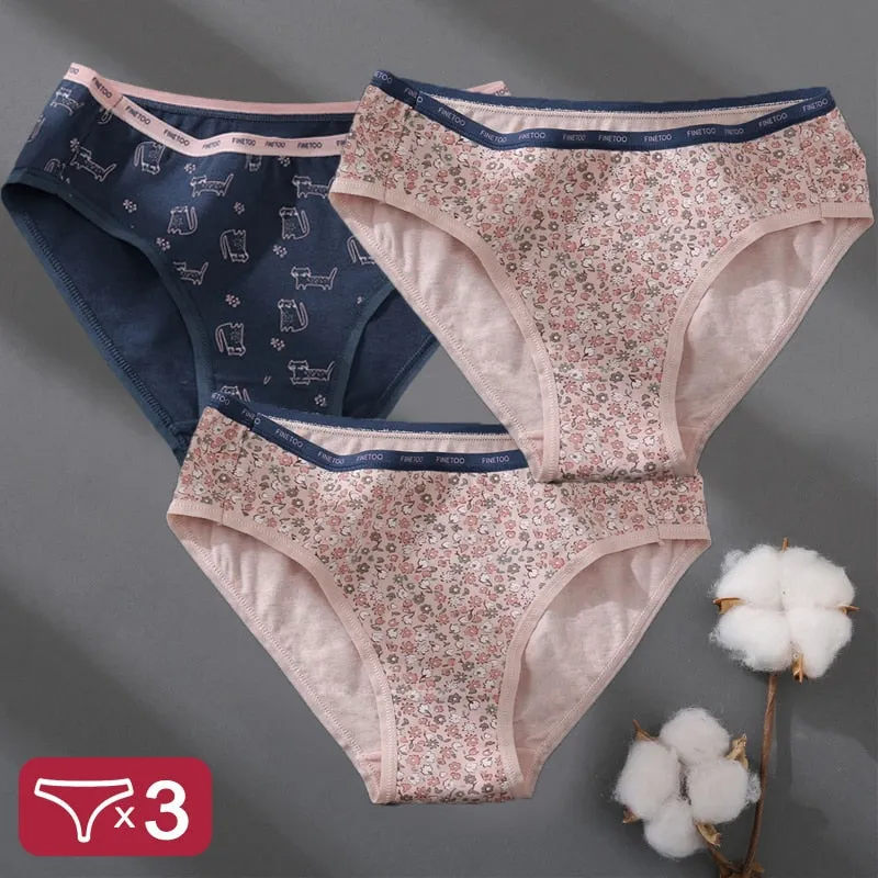 Floral Printing Panties Women Underwear Cotton Panties Set Finetoo Design Female Underpants Lingerie Sexy Pantys Briefs Intimate