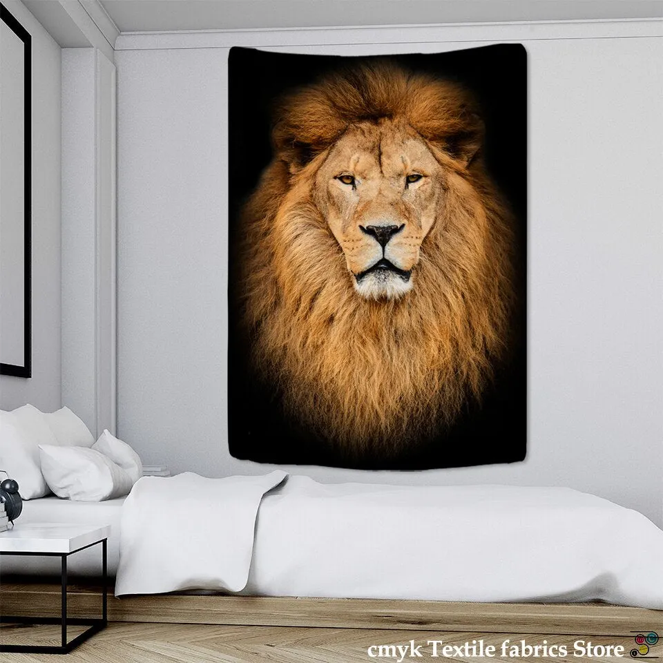 Animal World Tapestry Lion Background Cloth Hanging Cloth Home Furnishing Fabric Art Wall Hanging