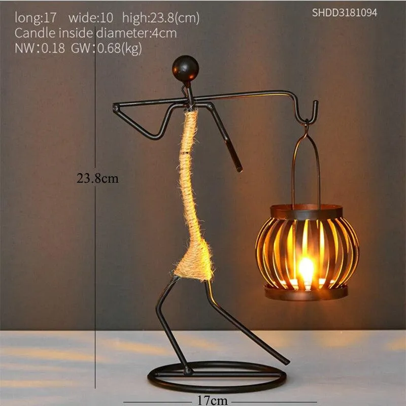 Creative Metal Candlestick Character Model Golden Candle Holder Living Room Home Decor Office Desktop Decor Accessories Gifts 1029