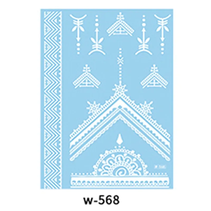 Sexy Henna Mehndi Tattoo White Lace Necklace Flower Water Transfer Temporary Tatoo Sticker Body Art Waterproof for Wedding Beach