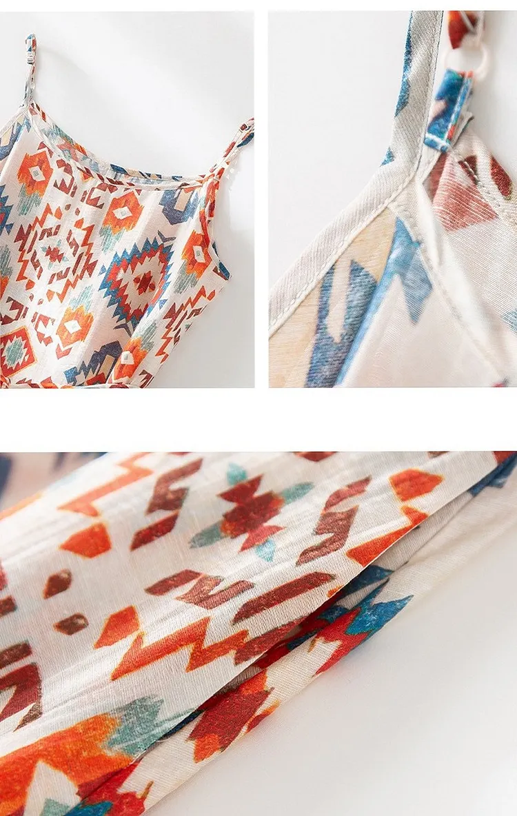 Bohemian Floral Midi Dress Lightweight and Loose Fit for Women