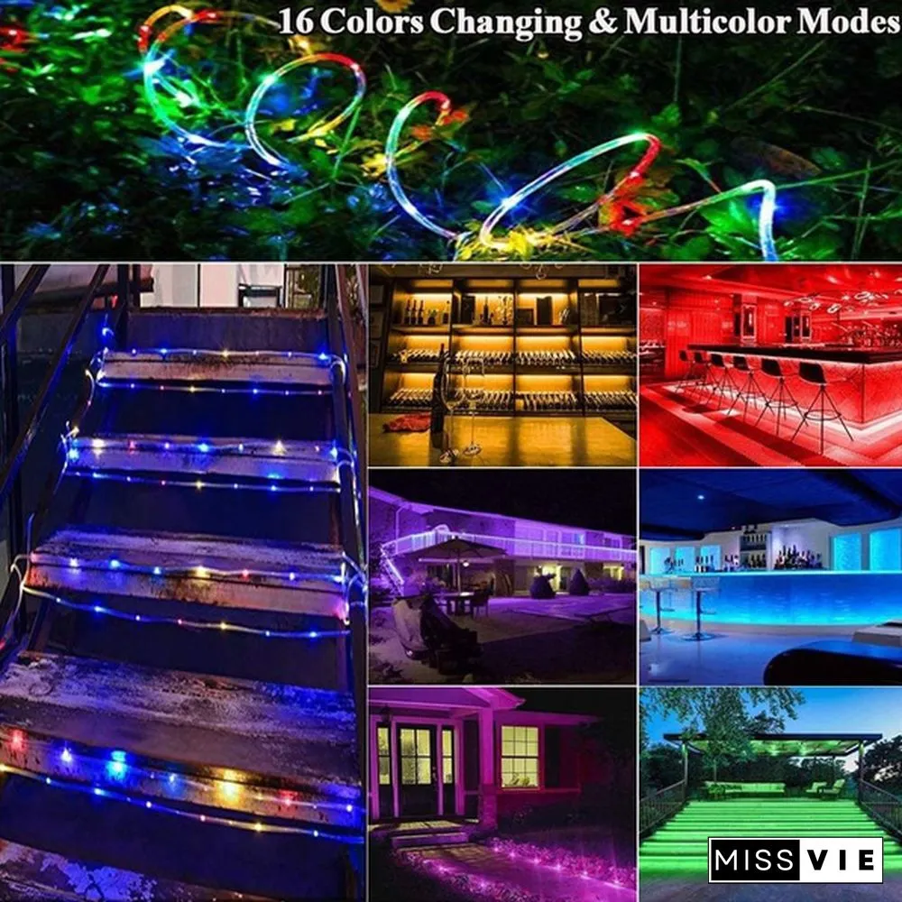 66ft Rope Lights 16 Colors Outdoor String USB Waterproof Fairy Light Remote Control Garden Wedding Christmas Decorations