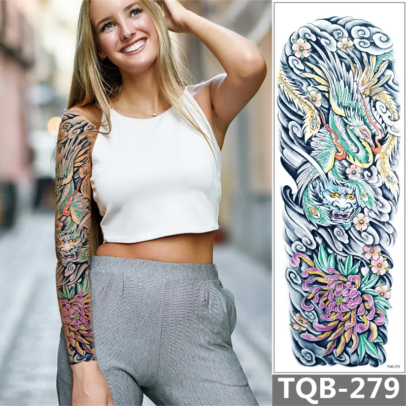 Sdrawing Arm Temporary Tattoo Sleeve For Men Maori Wolf Fake Large 3D Tatoo Stickers