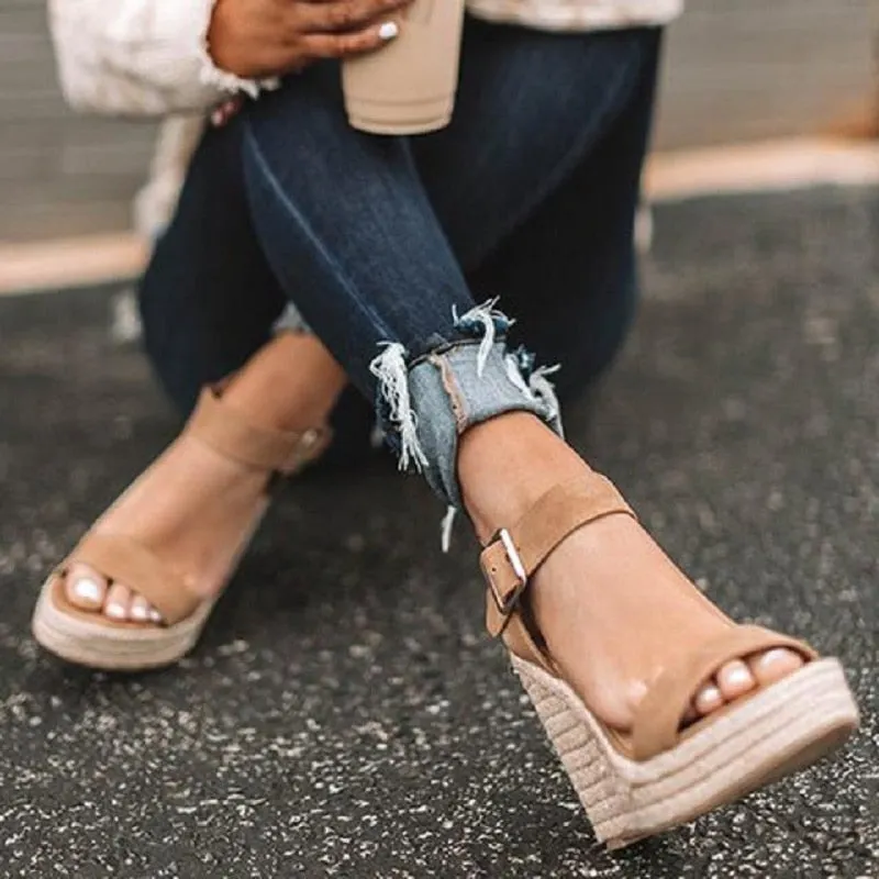 Comemore Ladies Shoes Platform Sandals Women Comfortable Wedges High Heels Pumps Sandalia Espadrilles Female Summer Plus Size 43