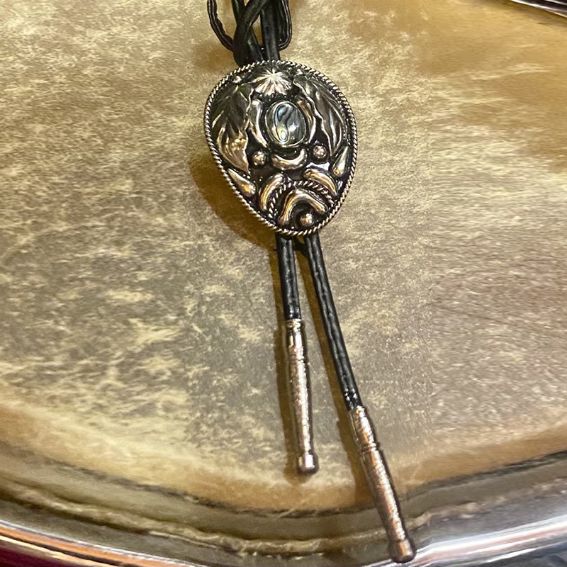 Nickel Silver Tie And Mother-Of-Pearl Bolo Tie