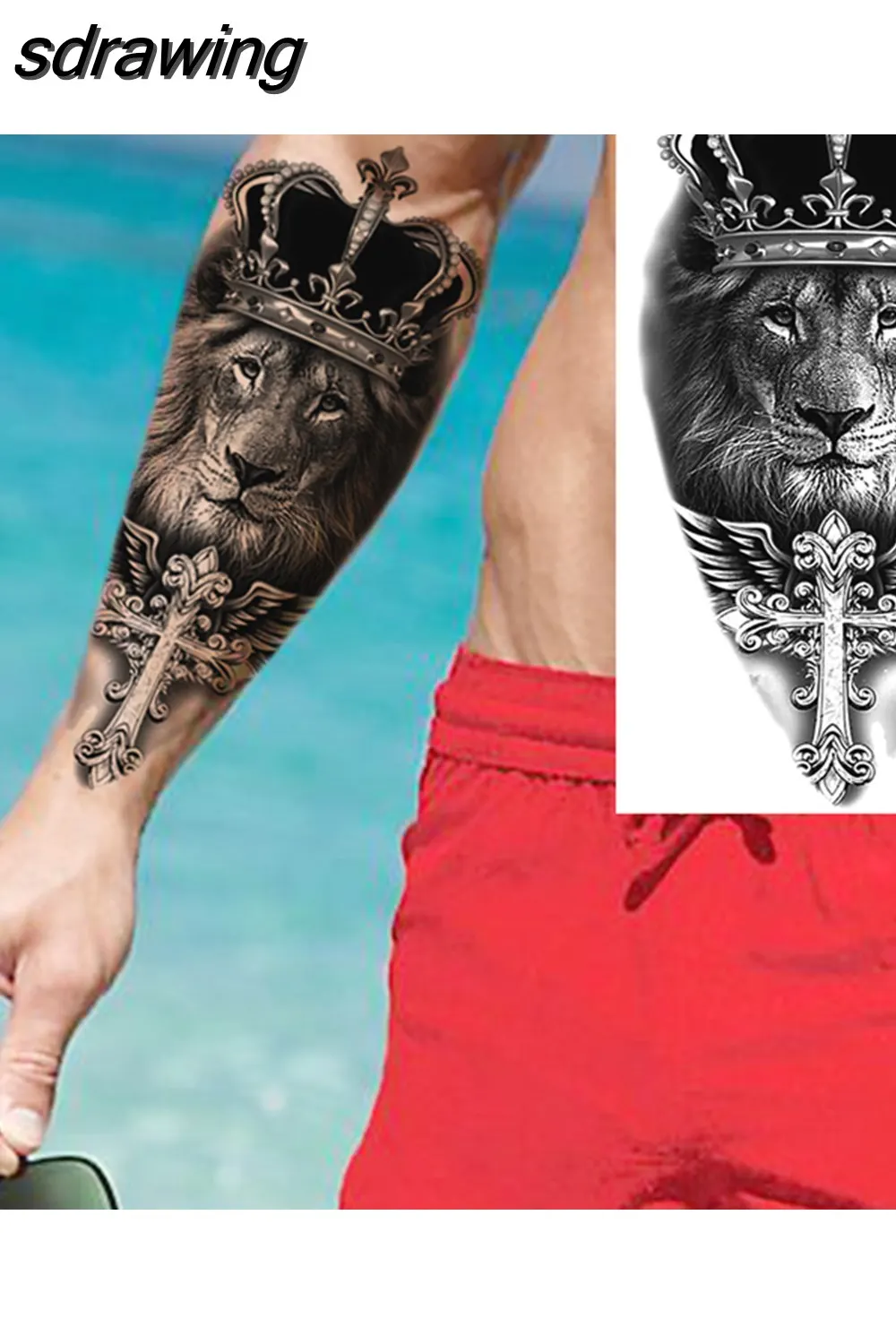 sdrawing Realistic Black Devil Temporary Tattoos For Men Adult Tiger Pirate Skeleton Vampire Fake Tattoo Forearm Scary Tatoo Joker