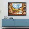 Autumn Window View-14CT Stamped Cross Stitch Egyptian Cotton 95*75cm/37.4*29.53in(Big Size)