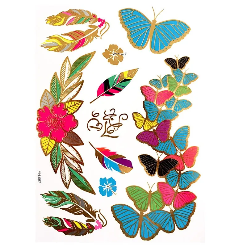 Temporary Tattoos Gold Silver Metallic Tattoo Arm Body Tattoo Cool Bracelet Style Girl DIY Golden Flash Tattoos