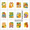 12pcs Autumn DIY Mini Round Diamond Painting Set 14x19cm