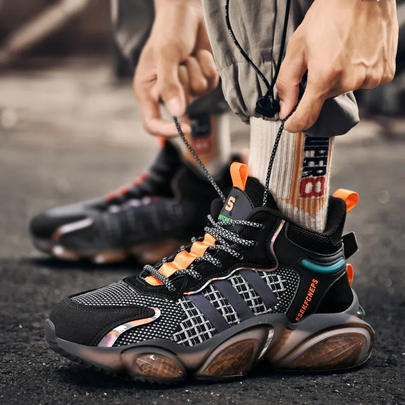High Top Men's Runing Shoes Spring Chunky Sneakers Comfortable Sport Shoes Outdoor Gym Walking Shoes Designer Reflective Shoes
