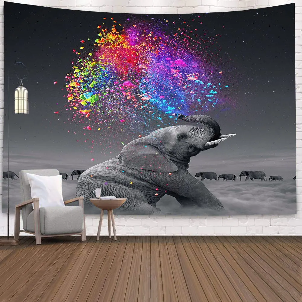 Boho Mandala Tapestry Wall Hanging Witchcraft Wall Cloth Tapestries Elephant Art Psychedelic Hippie Tapestry Macrame Wall Carpet