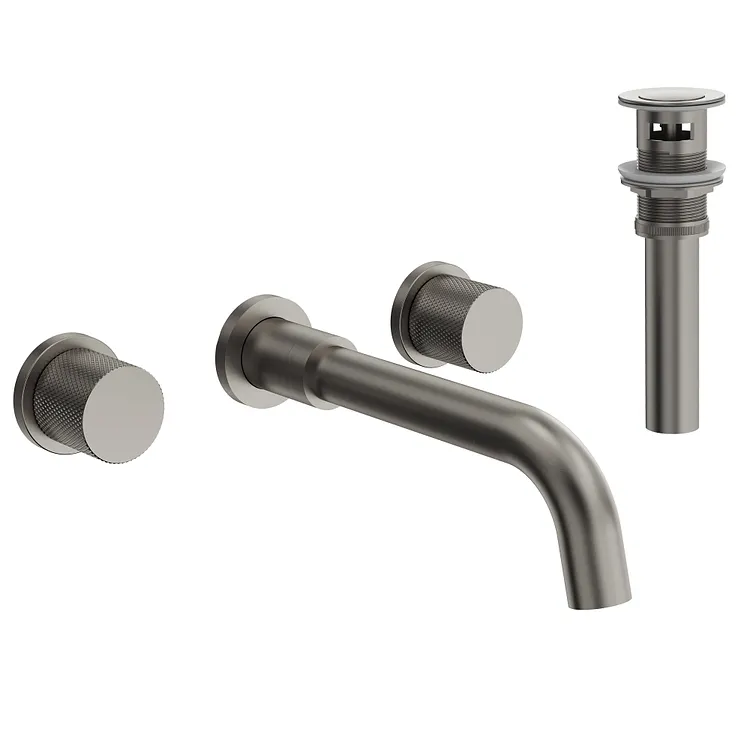 EVERSTEIN Wall-Mount Two-Handle Bathroom Sink Faucet Brushed Nickel SFS-1150-NK