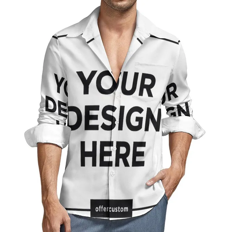 Personalized Design  Men's Casual Long-Sleeved Shirt with Single Pocket LS  Single Image | 135g Dense Premium Four-Way Stretch Fabric